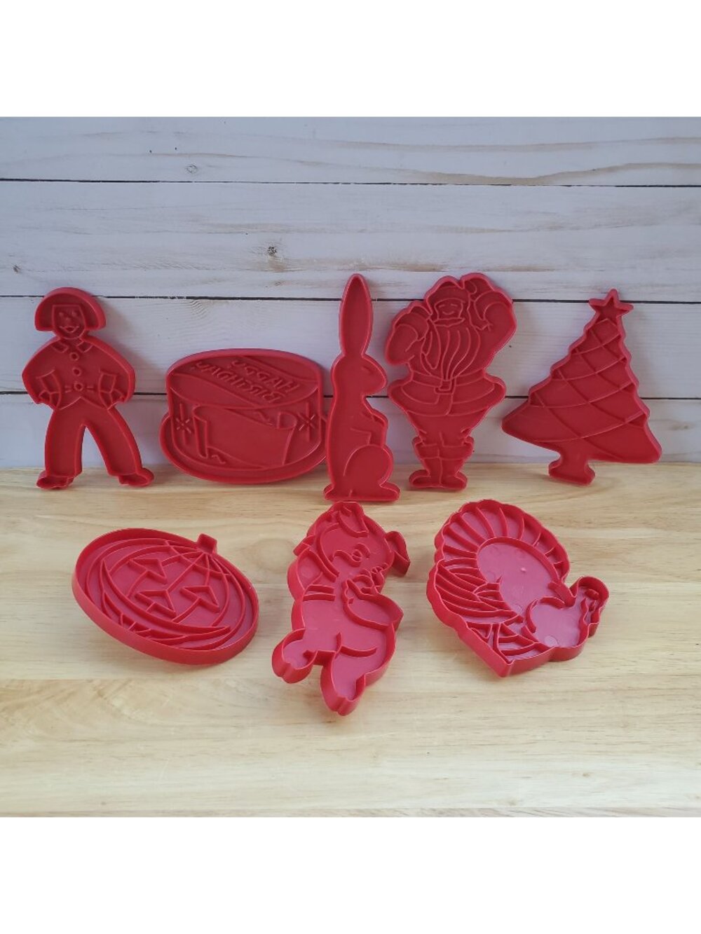 VTG Red Tupperware Cookie Cutters Halloween Christmas Thanksgiving Birthday 1970